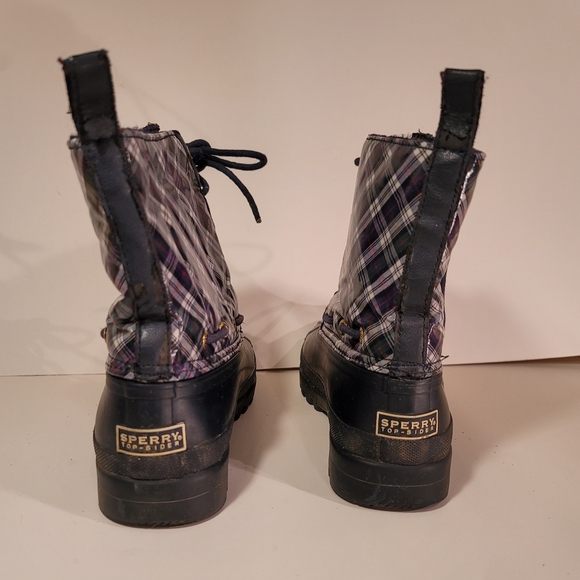 Sperry Top-Sider Women's Blue/Green Plaid Duck Boots Ladies Waterproof-Size 8.5 - Picture 5 of 8